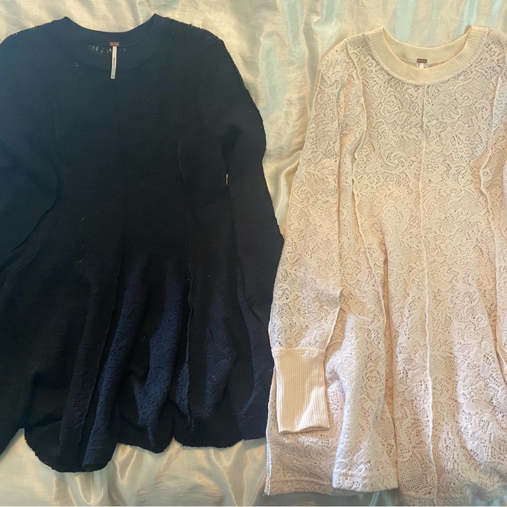 SOLD!!!!!!! Free People Black and Cream Long Sleeves Pair